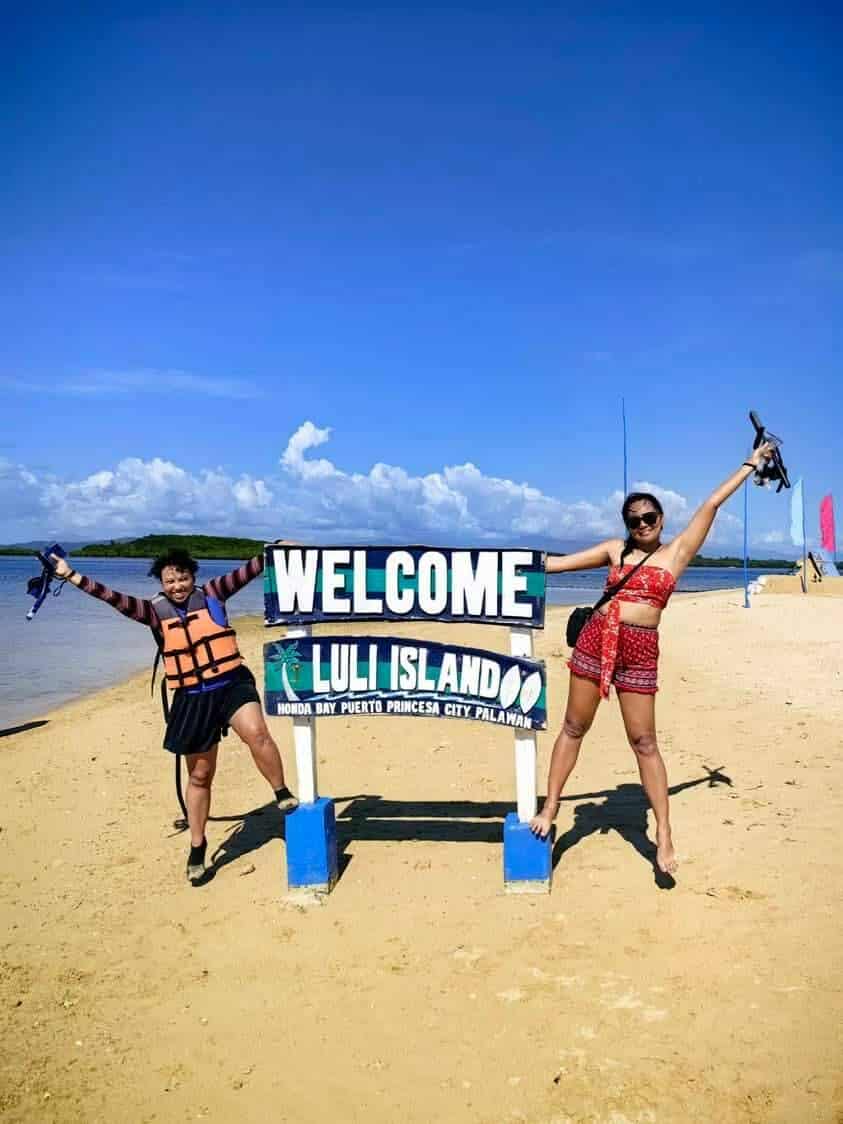 Luli Island welcome sign on the beach in Honda Bay, Puerto Princesa