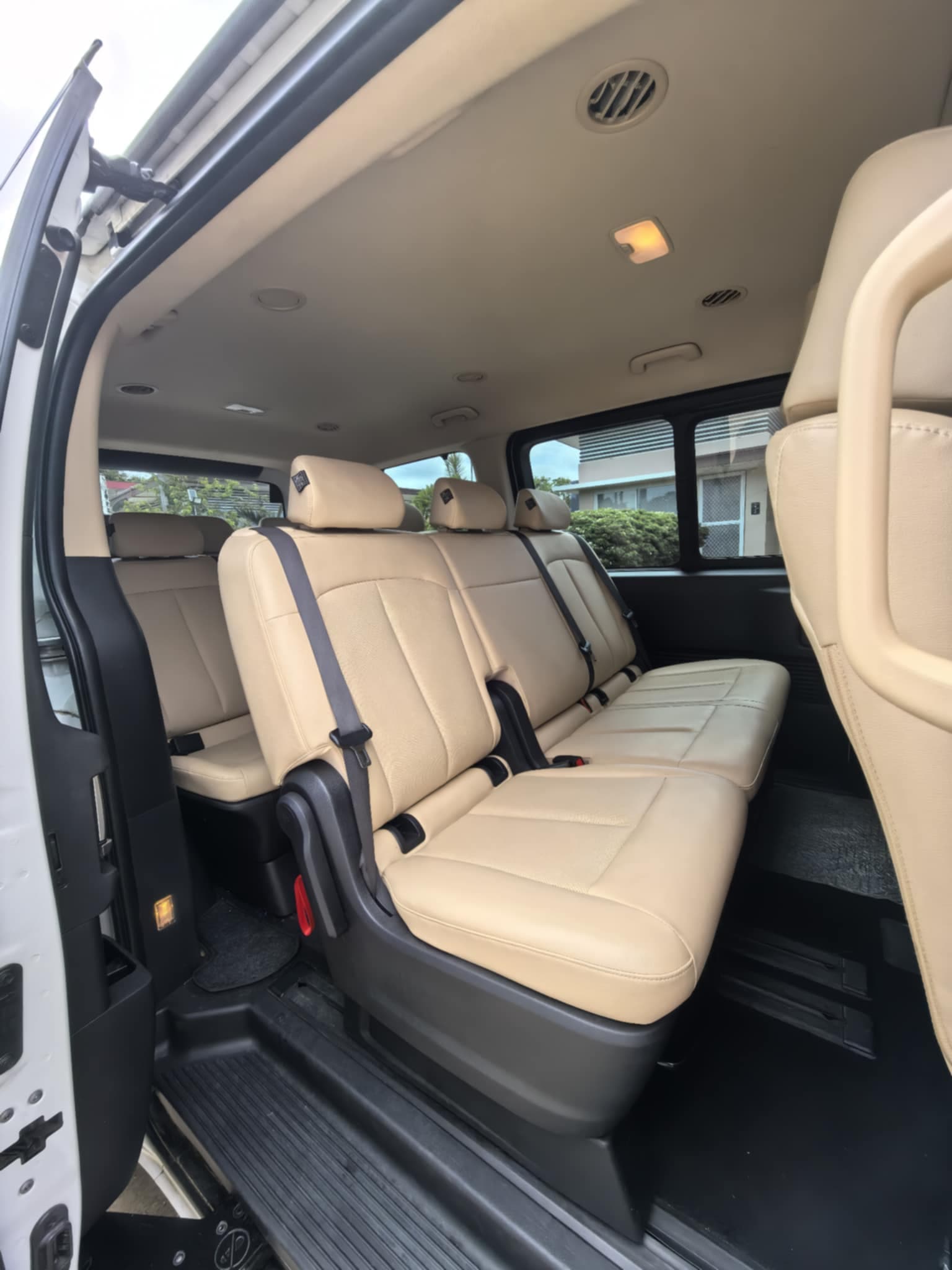 Hyundai Staria luxury van — beige leather interior with side door open